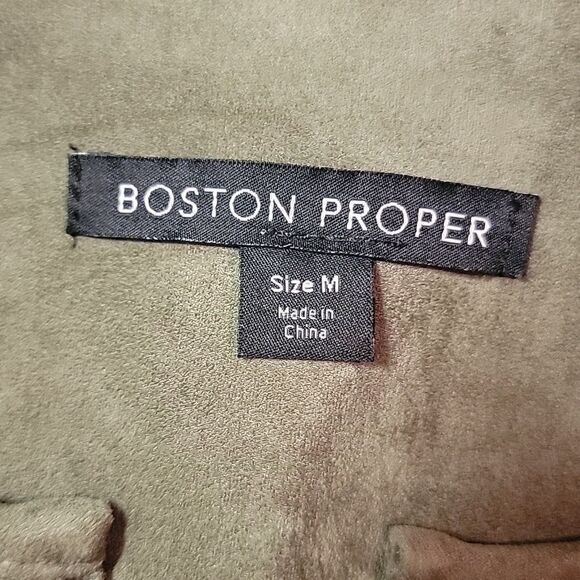 NWOT Boston Proper Khaki Olive Green Lace Up Grommet Faux Suede Jacket Sz Med - Picture 9 of 11
